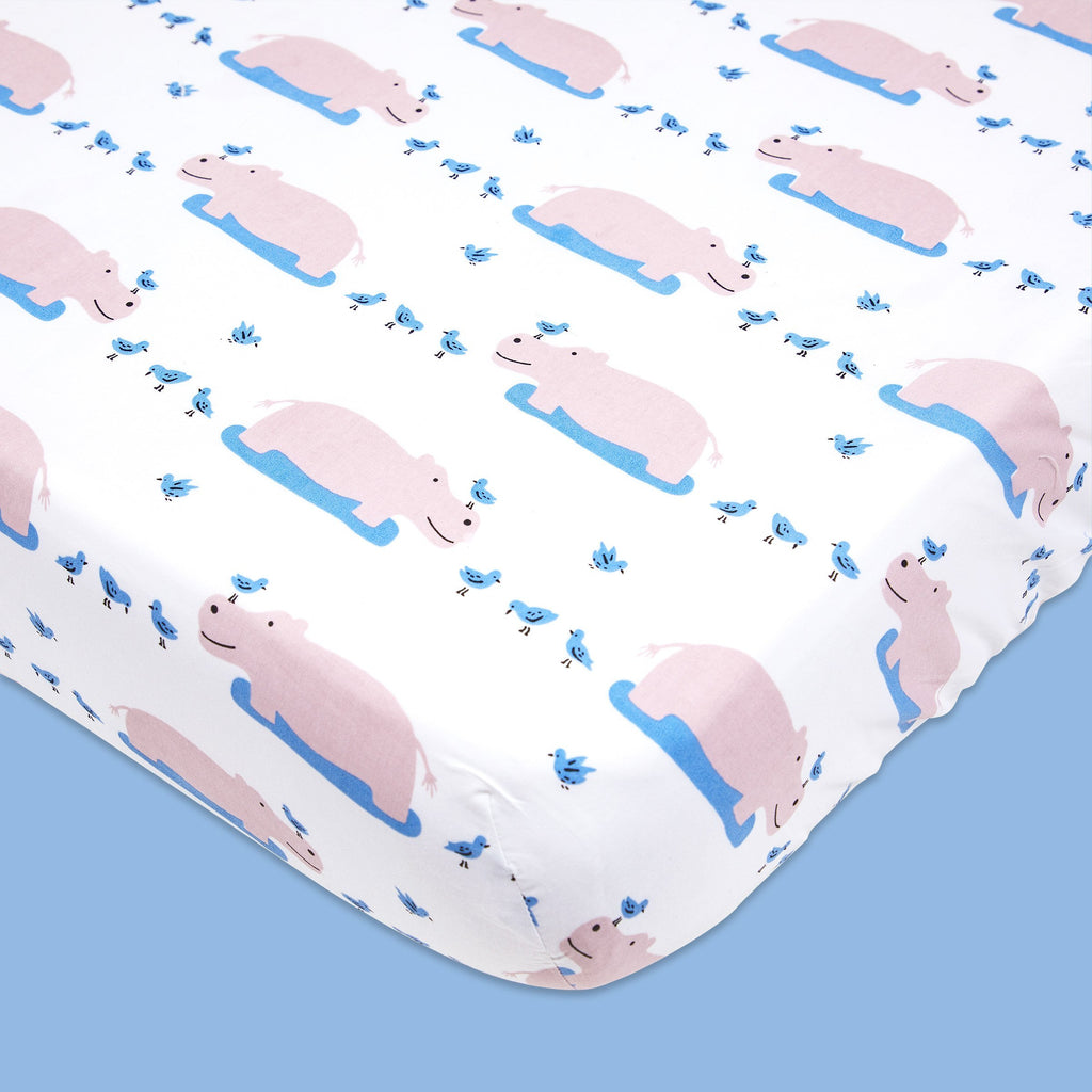 Fitted Cot Sheet – Happy As A Hippo