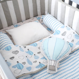 Cot Bedding Set – Up, Up & Away (Blue)