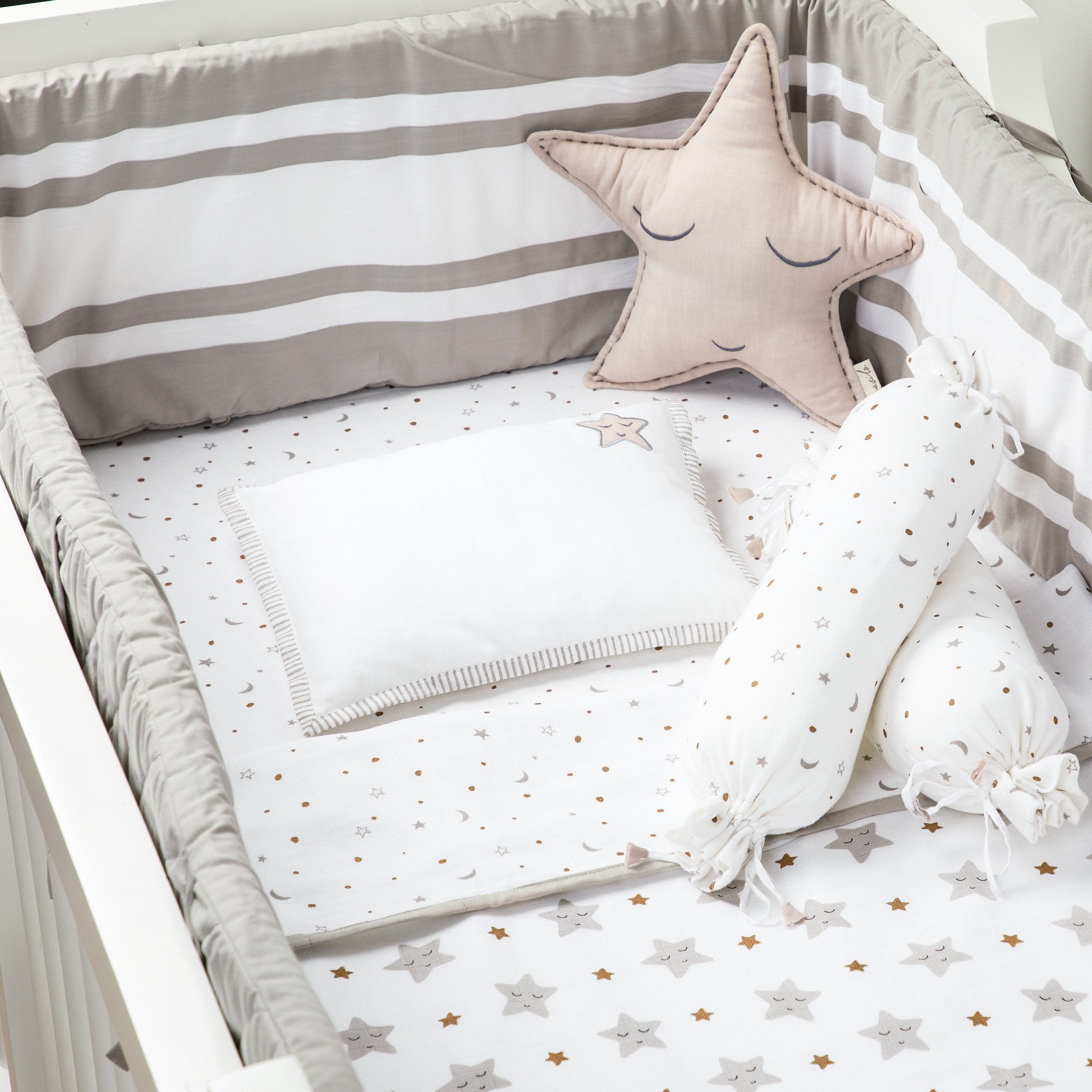 Cotton Fitted Cot Sheet – Sleepy Star (Metallic)