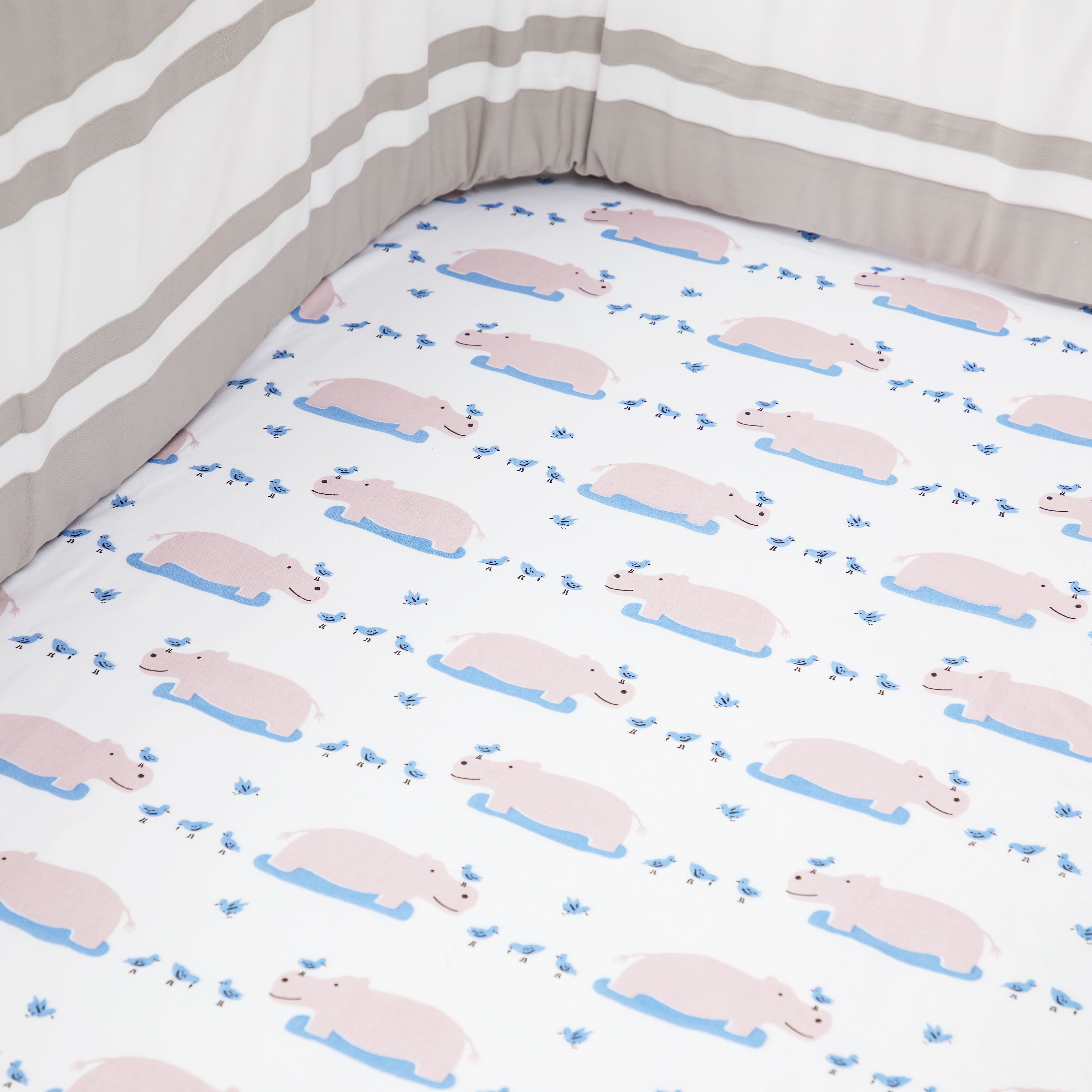 Fitted Cot Sheet – Happy As A Hippo